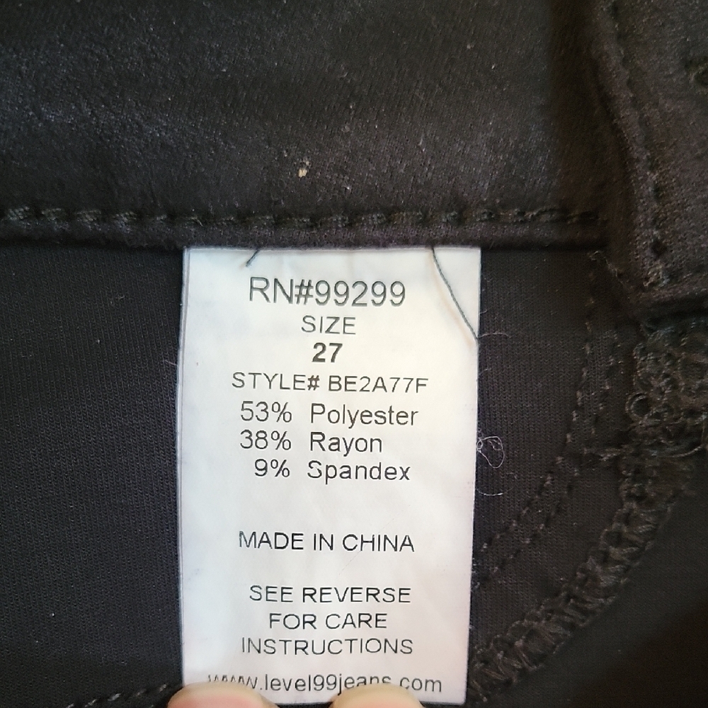 Level 99 Black Velveteen Skinny Pants Size 27 Stretch - Picture 3 of 10